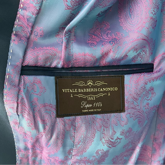 Luxury Italian Longline Sports Coat Blazer Suit Jacket Long Blue Unisex - Picture 13 of 15